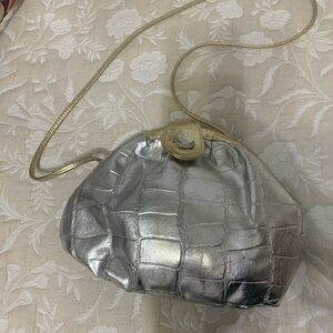 Silver Crocodile-Embossed Women's Bag